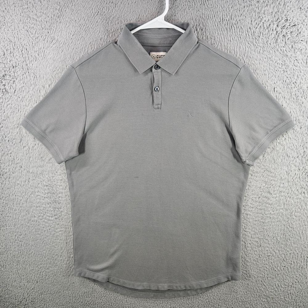 Cuts Mens‎ Curve-Hem Polo Shirt Gray 100% Pima Cotton Short Sleeve Size M